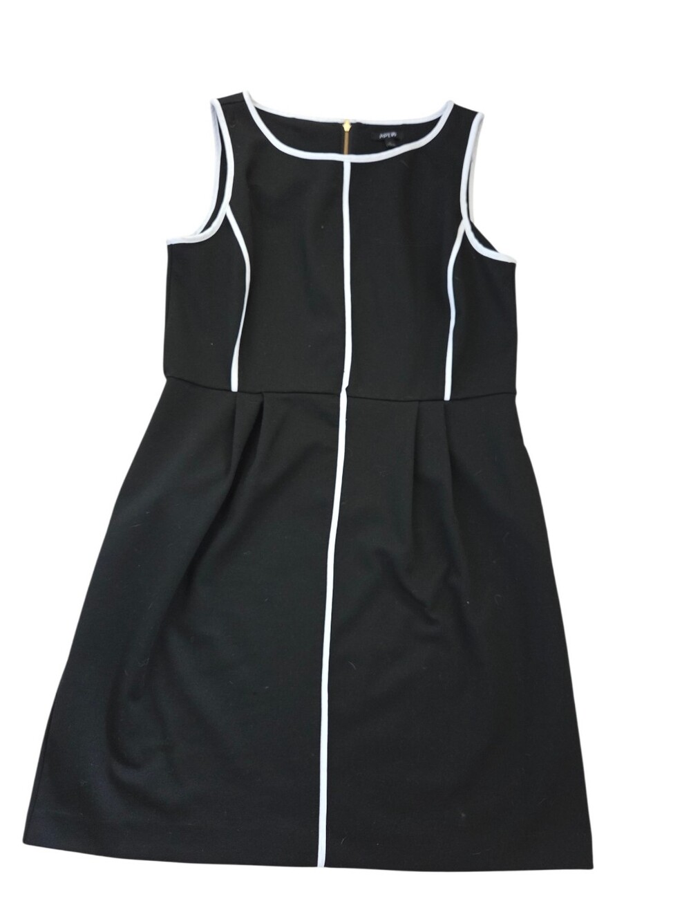 Apt. 9 black sleeveless A-line dress with white accents L. EUC.